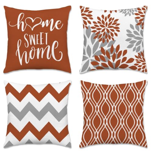 Throw Pillow Covers 16x16 (Burnt Orange / 16" x 16" (Pack of 4))