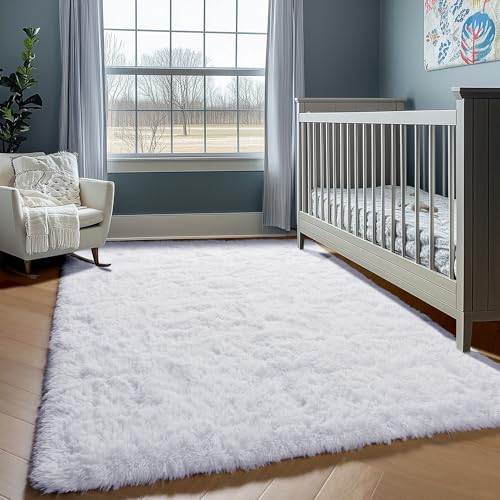 White 6x9 Area Rugs for Living Room Bedroom (White / 6' x 9' (Rectangular))