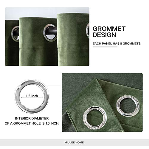 Velvet Curtains Olive Green 52 x 100 Inch Length Set of 2 (Olive Green / 52"W x 100"L (Pack of 2))