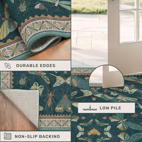 Brown and Green Kitchen Sink Runner Rug 2x5 (2' x 5' (Runner) / Teal)