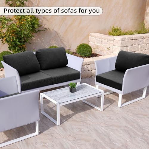 8PCS Patio Cushion Covers.Patio Furniture Couch SeatSlipcovers (Black / 8PCS)