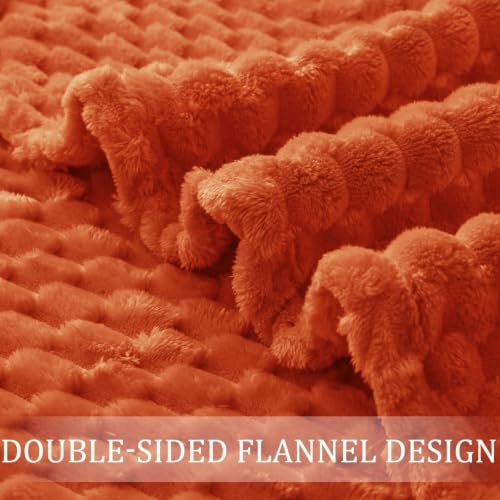 Large 3D Fleece Throw Blanket for Couch (Burnt Orange / Throw ( 50x70 IN ))