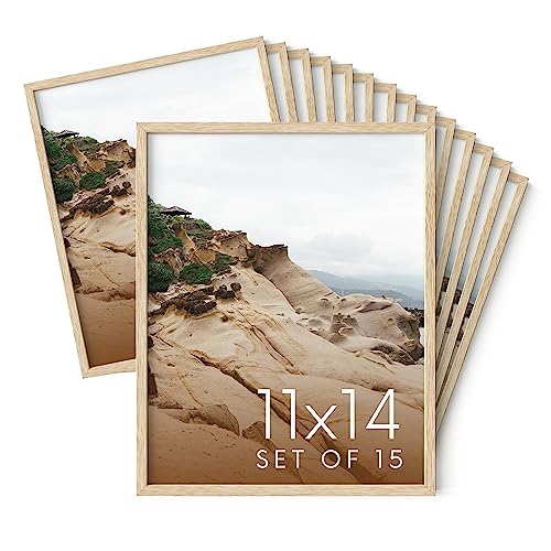 11x14 Natural Oak Wood Picture Frames Set of 15 (Set of 15 / Beige Oak / 11x14 in)