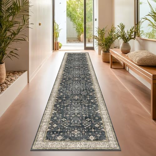 Black Boho Washable 2x10 Hallway Runner Rug (2' x 10' (Runner) / Ashen / Multi)