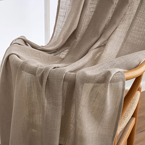 Taupe Linen Curtains 52x108 Inch Long for Bedroom Living Room Decor (52"W x 108"L (Pack of 2) / Taupe)