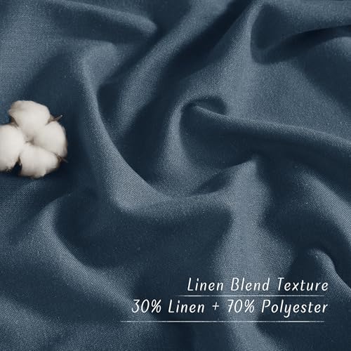 Navy Blue Linen Curtains for Kitchen (Navy Blue / 55"W x 84"L (Pack of 2))
