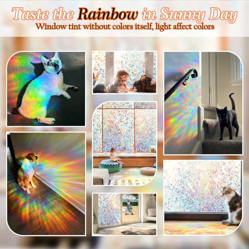 Rainbow Window Privacy Film Decorative (Rainbow / 29.5 Inch * 157.4 Inch)