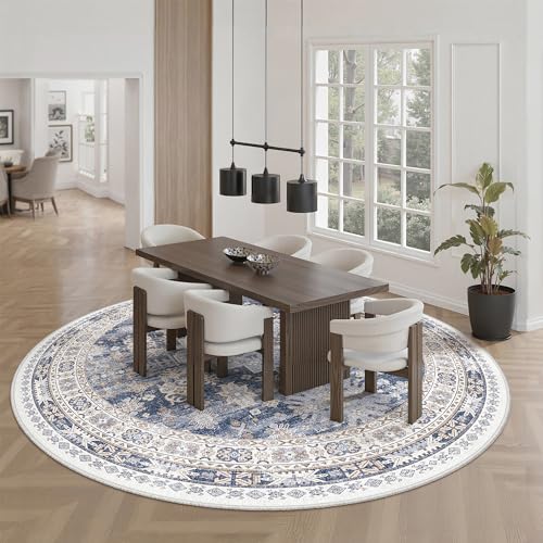 Round Rug 8ft (Blue/Beige / 8' (Round))