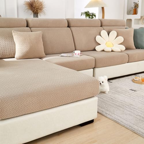Sofa Covers Couch Covers for Sofa Pet Friendly Couch Cushion Covers Universal Sofa Covers Washable Stretch Slipcovers for Sectional Sofa (Texture Light Coffee / Back Cover M)