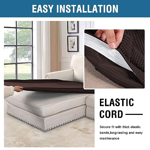 Super Stretch Individual Chaise Cover Sectional Couch Covers for L Shaped Sofa Both Left (Chocolate / Chaise Cover)