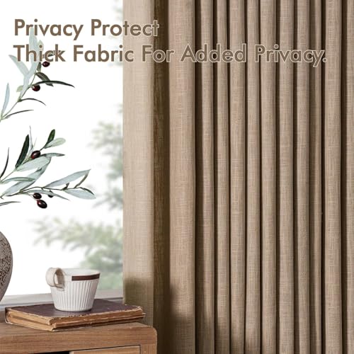 Pinch Pleated Thick Linen Curtains 102 Inches Long 2 Panels Brown (Linen Brown / 40"W x 102"L (Pack of 2))