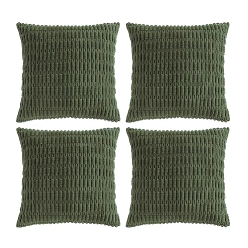 4 Packs Decorative Throw Pillow Covers for Living Room Couch Bed (20" x 20" (Pack of 4) / Olive Green)