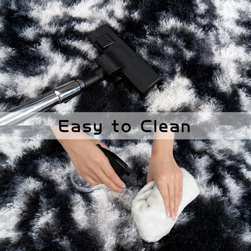 Fluffy Runner Rugs for Bedroom 2x6 (Black White / 2' x 6' (Rectangular))