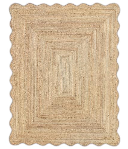 Wave Scalloped Natural Jute Runner Rug Boho Jute Rug Hallway Entryway Runner Rug (Natural / 2'6"x6' (Runner))