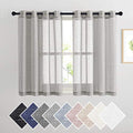 Flax Sheer Linen Curtains Privacy Protection for Bedroom (52"W x 45"L (Pack of 2) / Grey)