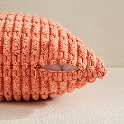 4 Packs Decorative Throw Pillow Covers for Living Room Couch Bed (18" x 18" (Pack of 4) / Coral)