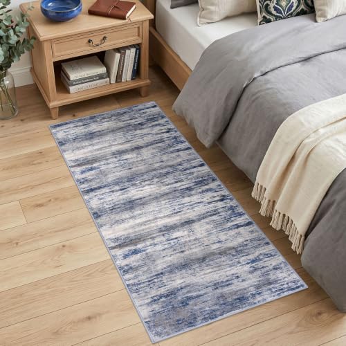 Modern Washable Rug Runner 2x5 Hallway Rug Runner Grey (Blue-grey / 2' x 5' (Runner))