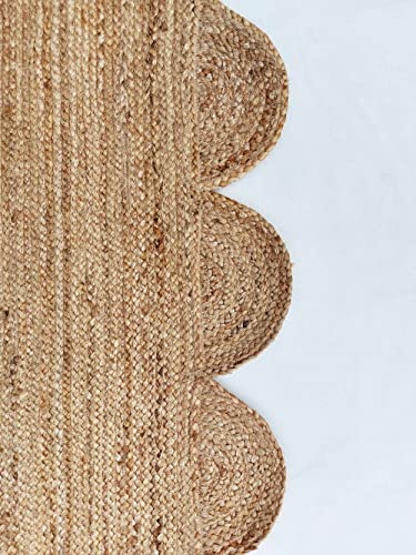 Scalloped Natural Jute Area Rug (Natural / 2'6"x20' (Runner))