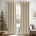 Velvet Curtains 52x90 inches 2 Panels Beige Blackout Curtains (Beige / 52"W x 90"L (Pack of 2))