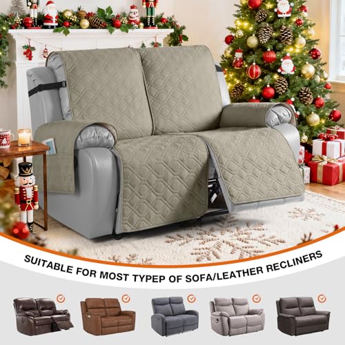 Waterproof Recliner Loveseat Covers Washable (Khaki / 2 Seater)