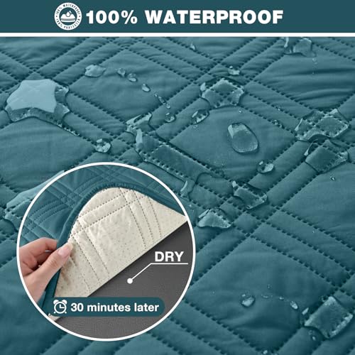 100% Waterproof Recliner Sofa Cover (Peacock Blue / 3 Seater Standard)