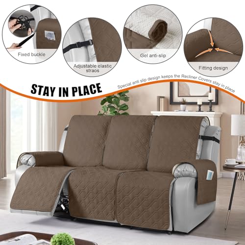 Waterproof Recliner Couch Covers Washable (Brown / 3 Seater)