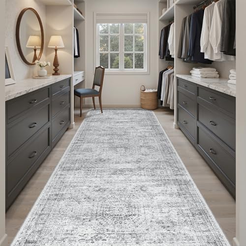 Washable Hallway Runner Rug 4x10 Kitchen Entry Rugs Non (Grey / 4' x 10' (Runner))