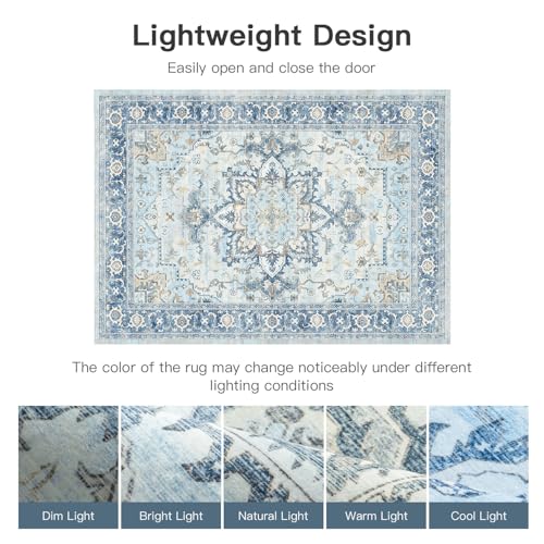 5x7 Light Blue Rugs for Bedroom Living Room (Sunflower Blue/Gold / 5' x 7' (Rectangular))