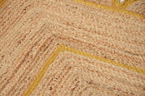 Scallop Pattern Jute Bohemian Area Rug (10'x14' (Rectangular) / Yellow)