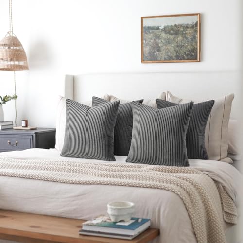 Dark Grey Throw Pillow Covers Set of 4 (Darkgrey / 20" x 20" (Pack of 4))
