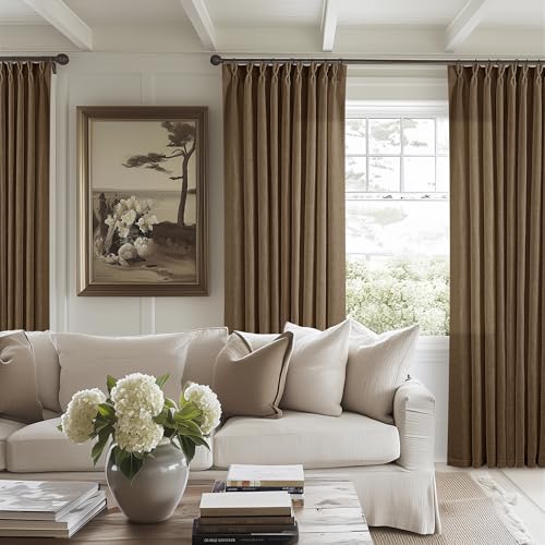 Dutch Cocoa Pinch Pleat Linen Curtains 102 Inches Long 60 Inch Wide 1 Panel (Dutch Cocoa / 60"W x 102"L (Pack of 1))