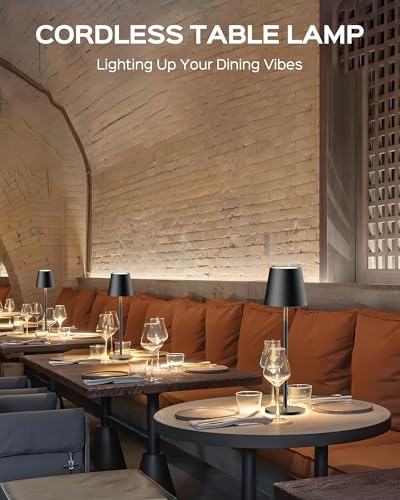 Cordless Table Lamps Rechargeable (1 Pack-Round Base / Black)