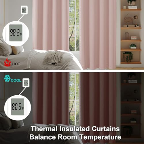 Ava Blackout Curtains for Patio 108 Inches Long 2 Panels Set (Blush / 50"W x 108"L (Pack of 2))