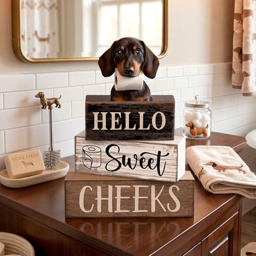 4 Pcs Farmhouse Dachshund Bathroom Decor (Dachshund)
