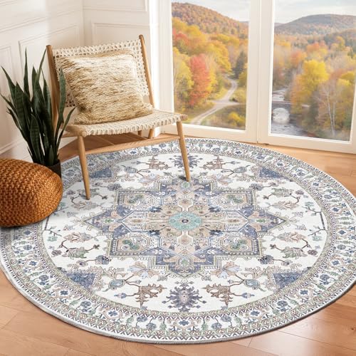 Soft Area Rugs 6' (6' (Round) / Purple & Cream)