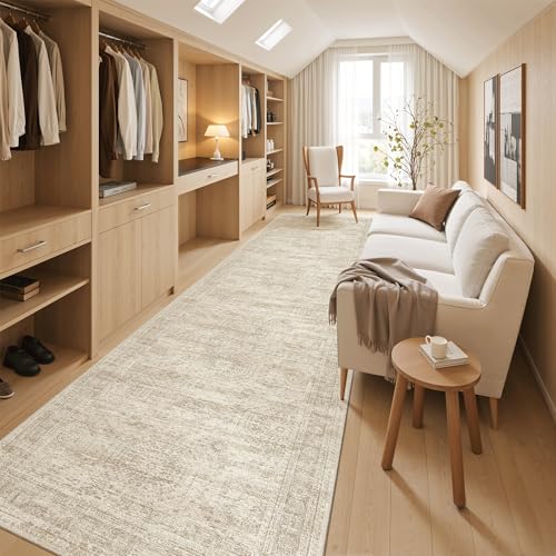 Washable 3x12 Hallway Runner Rug Non (Beige / 3' x 12' (Runner))