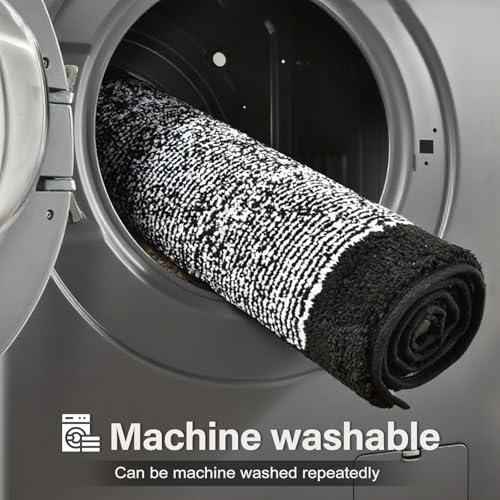 Bathroom Rugs 24x17 Non Slip Washable (Black / 1'5" x 2' (Rectangular))