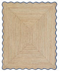 Wave Scalloped Natural Jute Boho Braided Area Rug (Navy / 9'x12' (Rectangular))