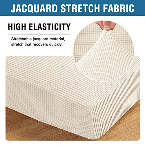 Super Stretch Individual Seat Sofa Covers Couch Slipcover Sets Thick Jacquard Textured Twill Fabric (Natural / 2 Cushion Loveseat)