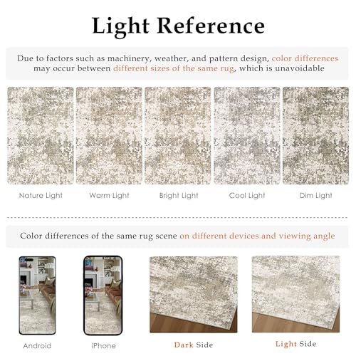Beige Brown Runner Rug 2x8 Modern Abstract (Abstract Beige Brown / 2' x 8' (Runner))