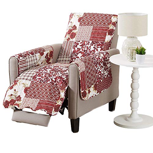 Reversible Patchwork Recliner Cover (Recliner / Patchwork - Burgundy)