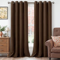 Brown Velvet Curtains 84 Inch Length Living Room Blackout Drapes (Brown / 52"W x 84"L (Pack of 2))