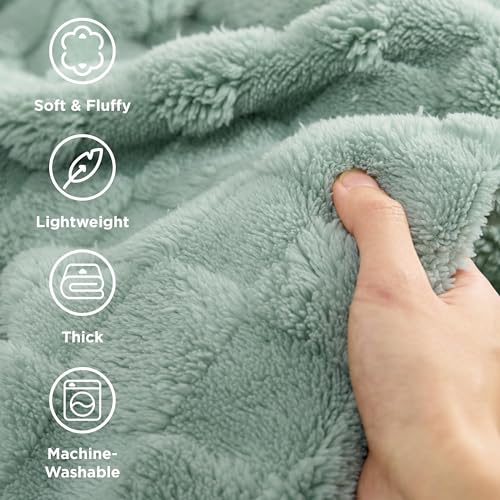 Checkered Soft Cozy Queen Blanket for Bed (01 Sage Green / Queen (90" X 90"))