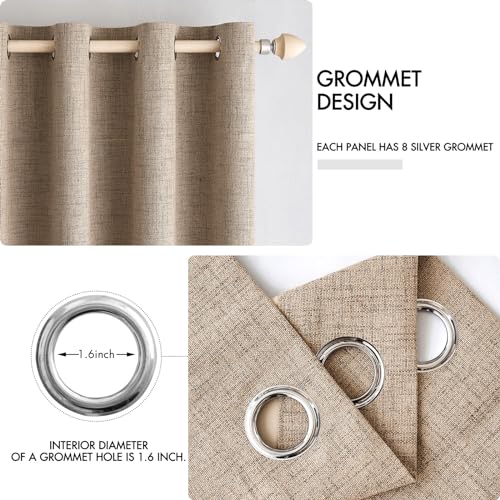 100% Blackout Linen Curtains for Bedroom 52x90 Inches Copper Brown (Copper Brown / 52"W x 90"L (Pack of 2))