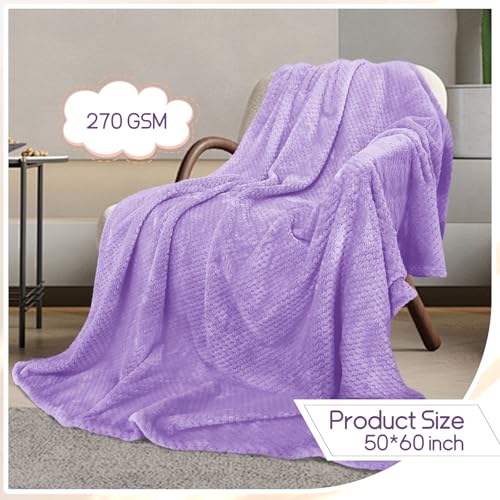 4 Pack Fleece Throw Blankets 50x60 Inches (Lavender / Throw(50''x60''))