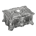 Vintage Trinket Jewelry Box for Ring Earrings Necklace Organizer (Small / Metallic Grey)