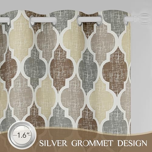 Moroccan 100% Blackout Curtains Bedroom Brown Grey 50x90 2 Panels (Grommet | Brown and Grey / 50"W x 90"L (Pack of 2))