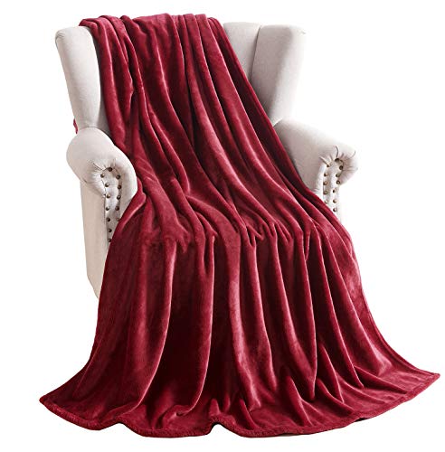 Large Flannel Fleece Throw Blanket (60"x80" / Burgundy)
