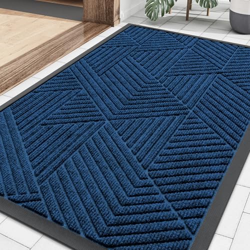 Front Door Mat Outside Entrance (Medium Blue / 29.5" X 17")