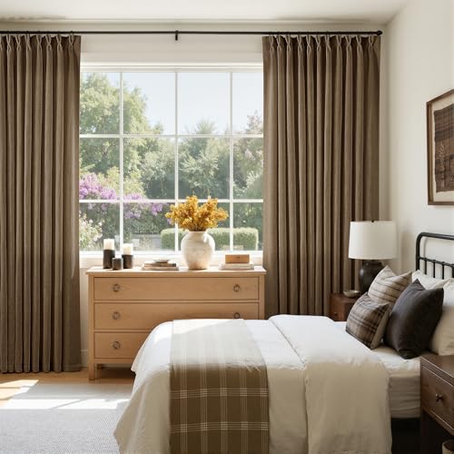 Extra Wide 108 Inch Long Pleat Curtains 70 Inch Wide Dutch Cocoa (Dutch Cocoa / 70"W x 108"L (Pack of 1))